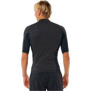 2024 Rip Curl Hombres Dawn Patrol Performance UPF Chaleco De Lycra De Manga Corta 14BMRV - Black Marled